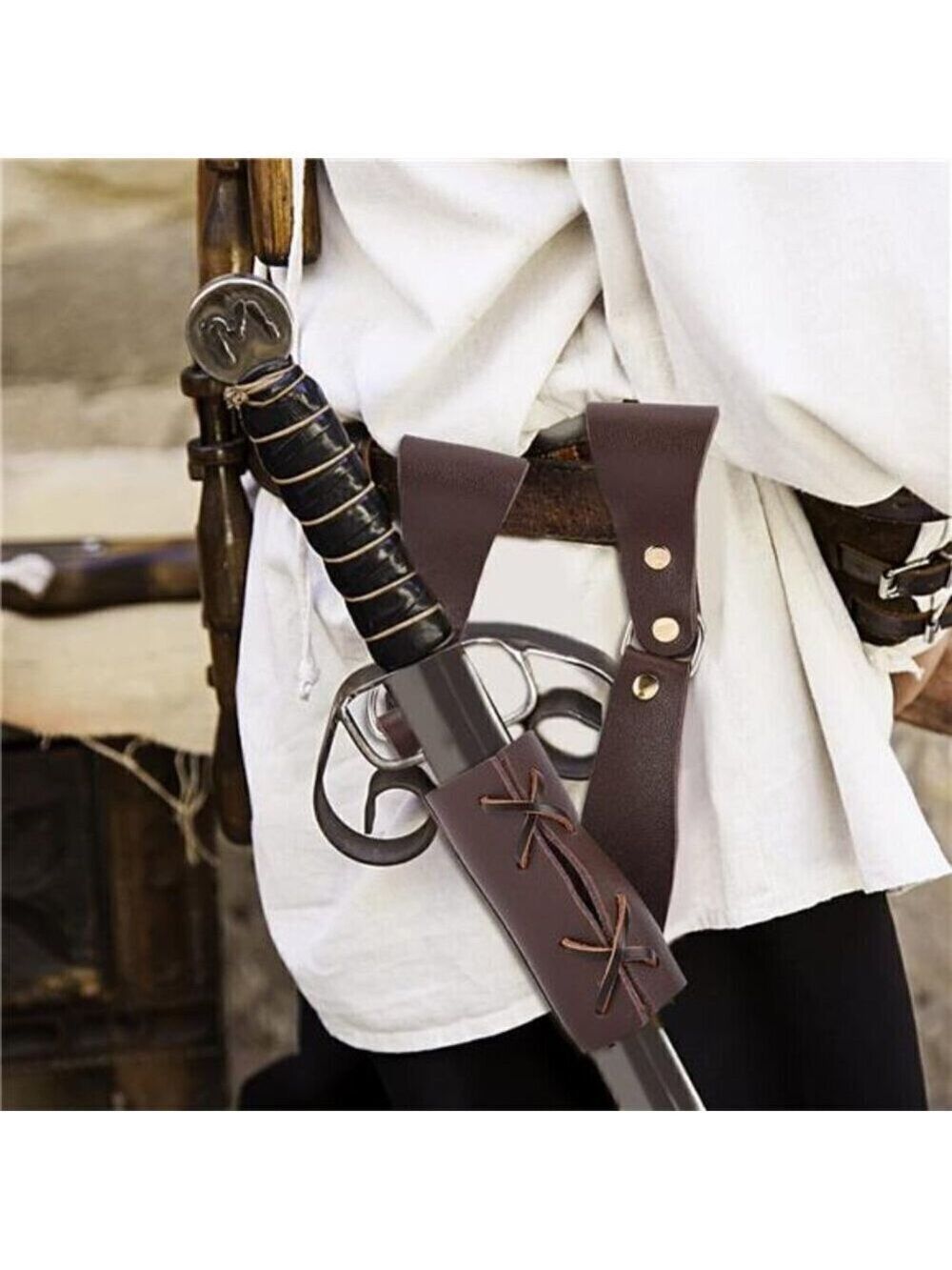 Renaissance Leather Sword Holster Right Hand Sword Sheath Belt Medieval Sword